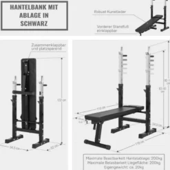 Gorilla Sports Hantelbank mit Ablage Komplettset 100 kg Weiss Hot