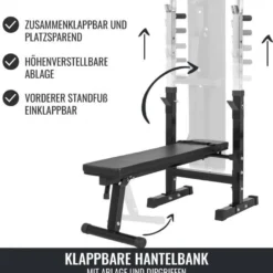 Gorilla Sports Hantelbank mit Ablage Komplettset 100 kg Schwarz