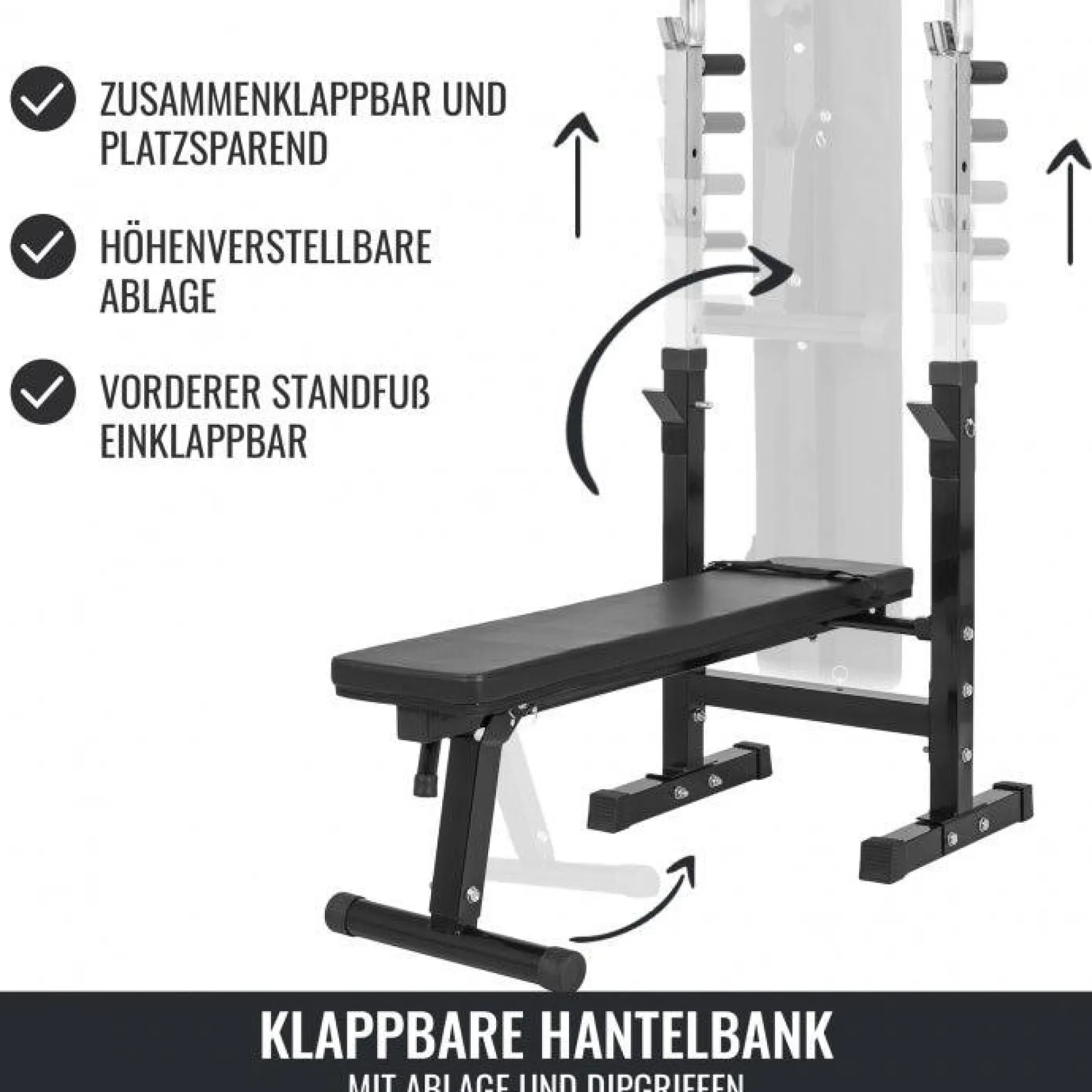 Gorilla Sports Hantelbank mit Ablage Komplettset 100 kg Schwarz