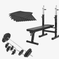 Gorilla Sports Hantelbank mit Ablage Komplettset 100 kg Schwarz