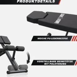 Gorilla Sports Hantelbank mit Hyperextension verstellbar Schwarz Best