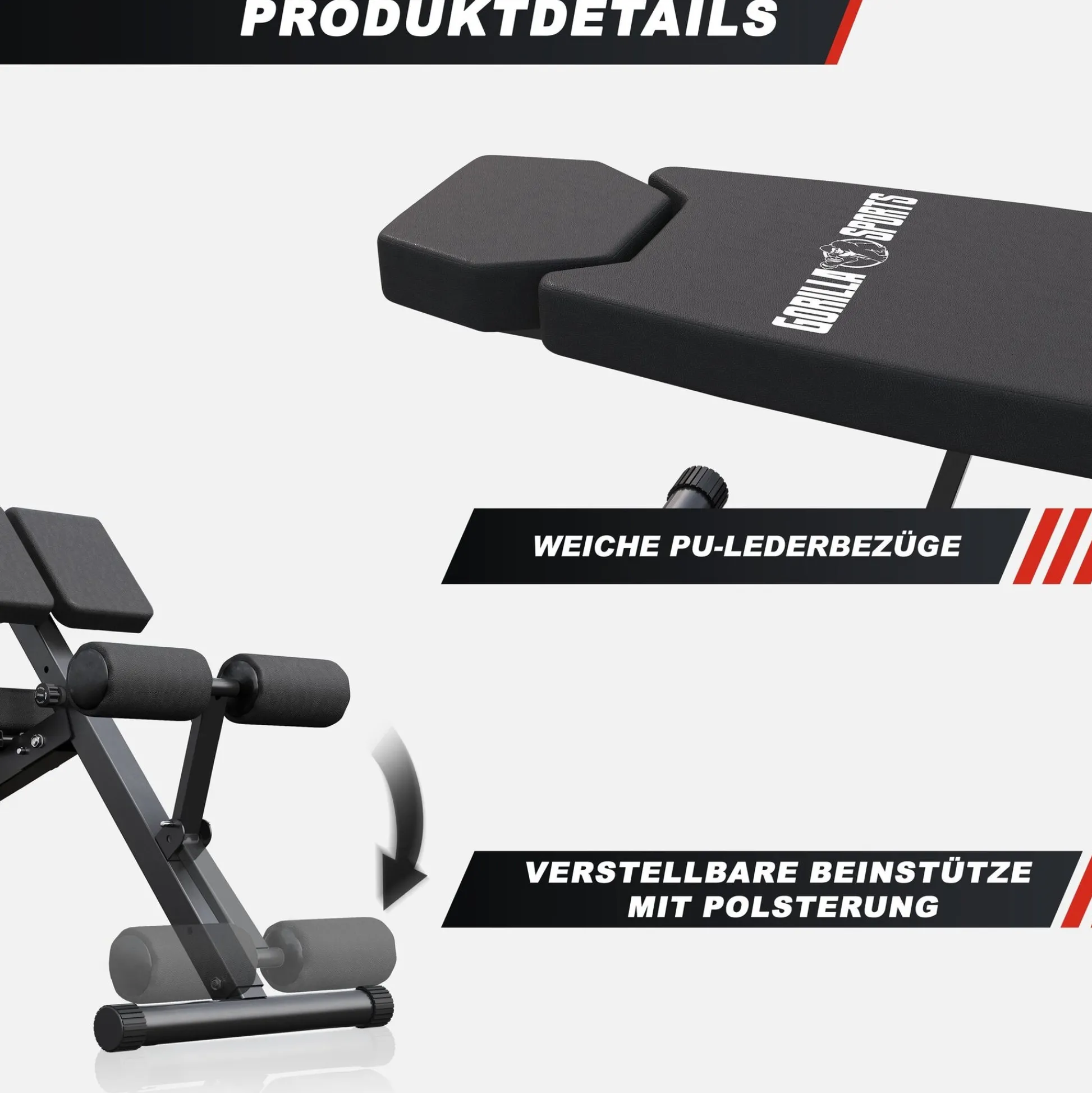 Gorilla Sports Hantelbank mit Hyperextension verstellbar Schwarz Best