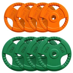 Gorilla Sports Hantelscheibe Gummi Gripper 1,25 - 25 kg Orange / Grün Discount