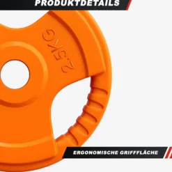 Gorilla Sports Hantelscheibe Gummi Gripper 1,25 - 25 kg Gelb Discount
