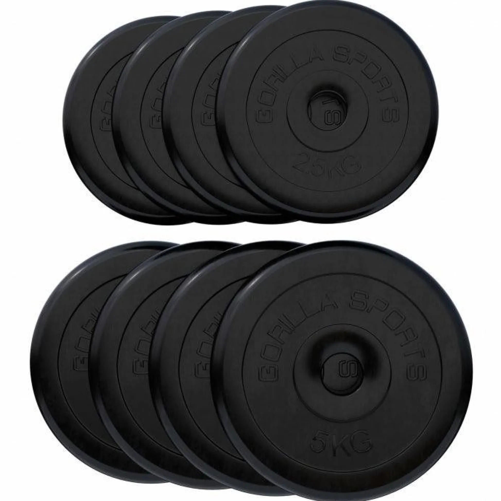 Gorilla Sports Hantelscheibe Gummi 0,5 - 25 kg Schwarz Outlet