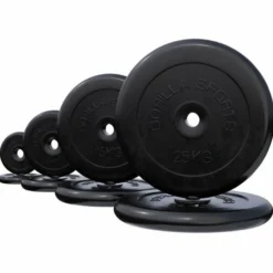 Gorilla Sports Hantelscheibe Gummi 0,5 - 25 kg Schwarz New