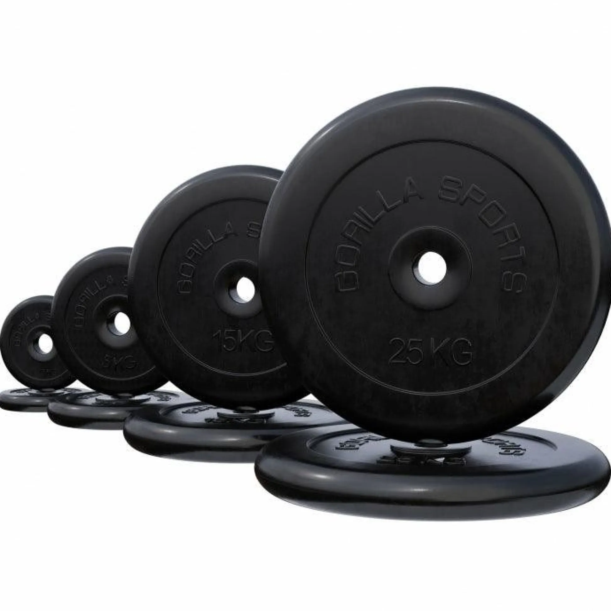 Gorilla Sports Hantelscheibe Gummi 0,5 - 25 kg Schwarz New