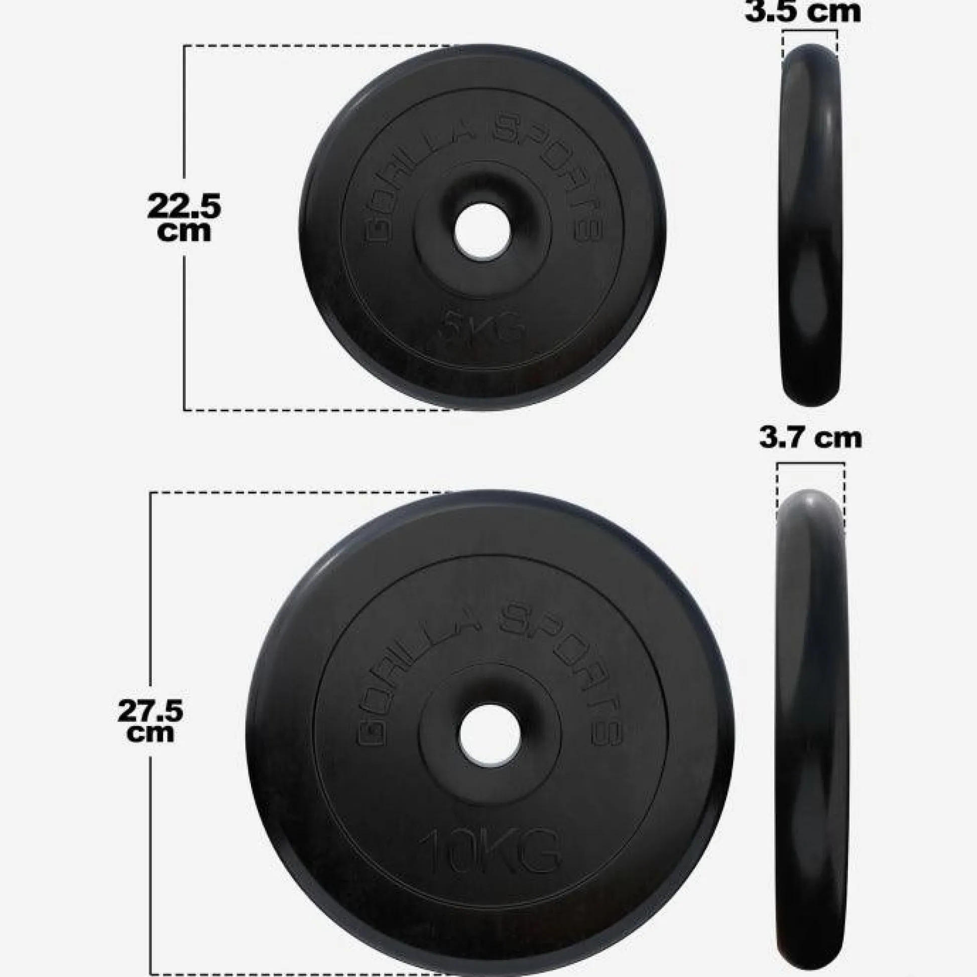 Gorilla Sports Hantelscheibe Gummi 0,5 - 25 kg Schwarz Clearance