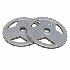 Gorilla Sports Hantelscheibe Gusseisen Gripper - 2,5-45 lb (1,1-20,4 kg), 2" (50/51 mm), Silber Sale