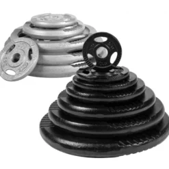 Gorilla Sports Hantelscheibe Gusseisen Gripper 0,5 - 20 kg Silber Sale