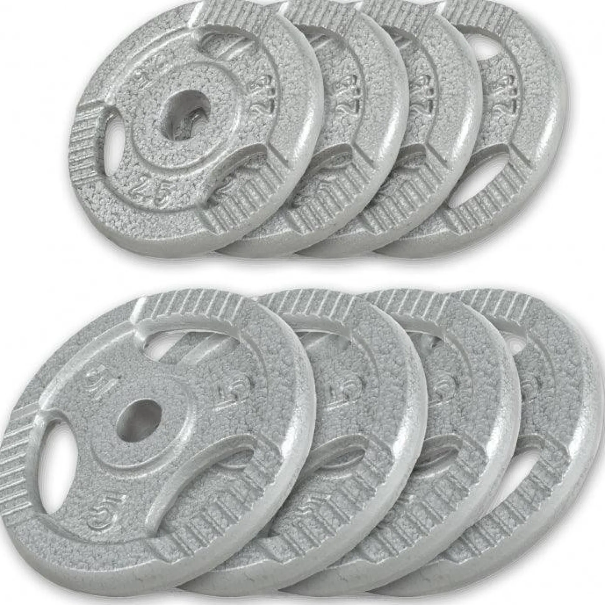 Gorilla Sports Hantelscheibe Gusseisen Gripper 0,5 - 20 kg Silber Sale