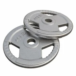 Gorilla Sports Hantelscheibe Gusseisen Gripper - 2,5-45 lb (1,1-20,4 kg), 2" (50/51 mm), Silber Online