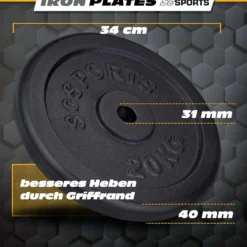 ScSports Hantelscheibe Gusseisen 20 - 120 kg Schwarz Best
