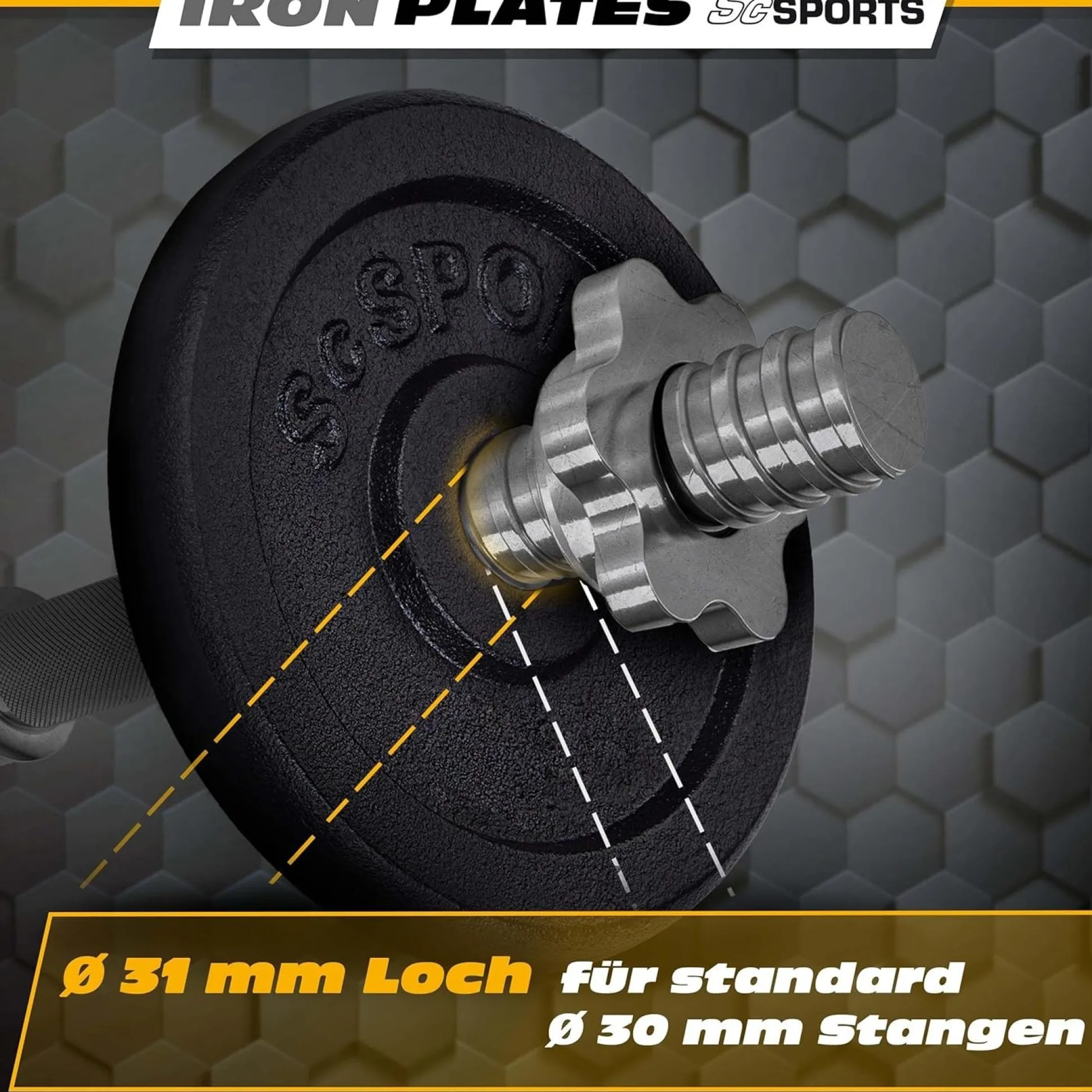 ScSports Hantelscheibe Gusseisen 20 - 120 kg Schwarz Hot