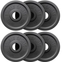 Gorilla Sports Hantelscheibe Gusseisen Olympia 1,25 - 25 kg Schwarz New