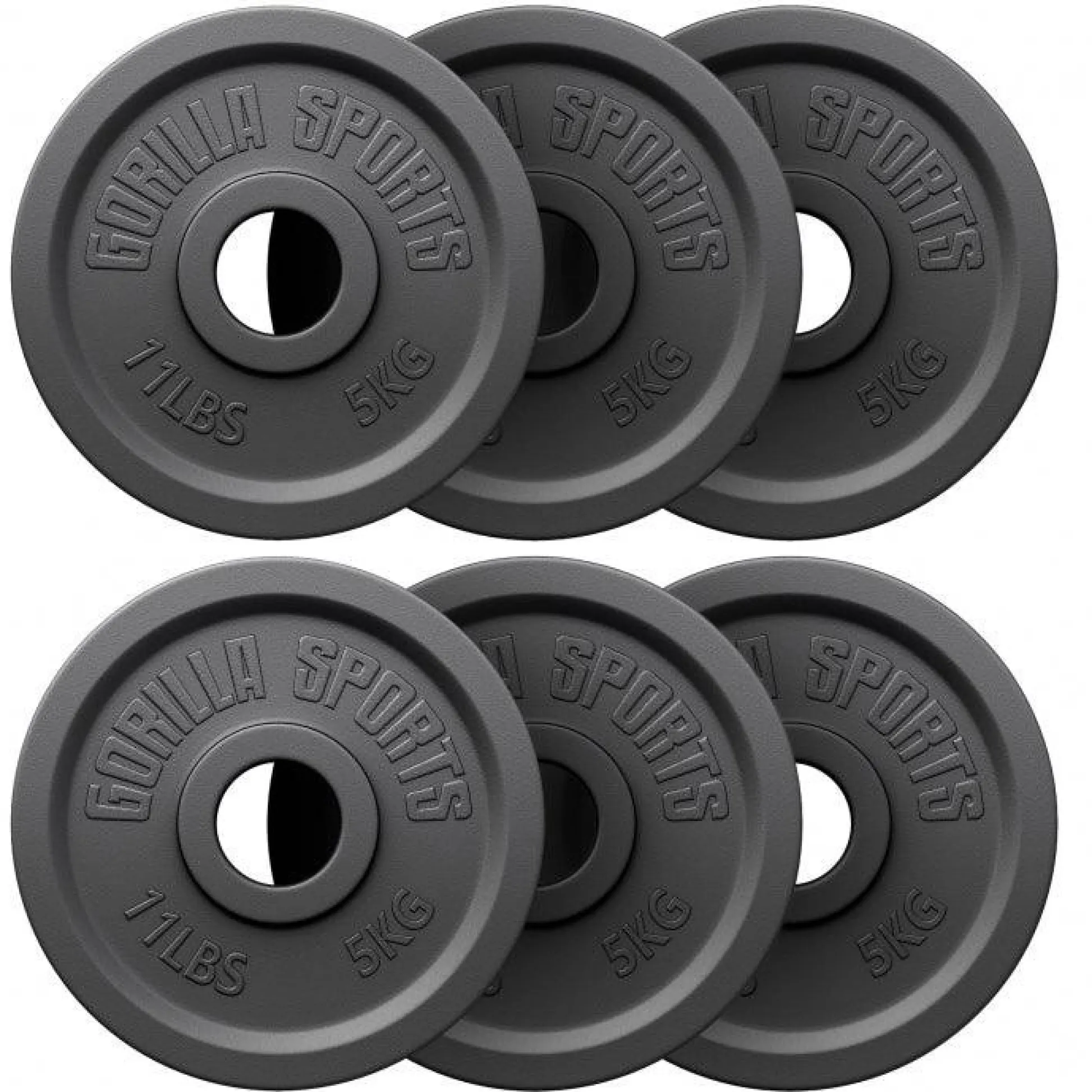 Gorilla Sports Hantelscheibe Gusseisen Olympia 1,25 - 25 kg Schwarz New