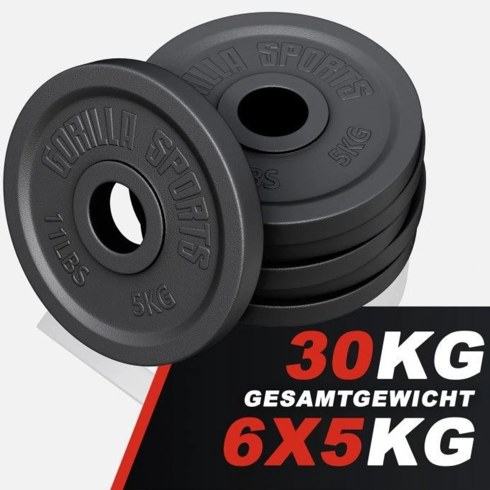 Gorilla Sports Hantelscheibe Gusseisen Olympia 1,25 - 25 kg Schwarz New