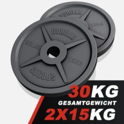 Gorilla Sports Hantelscheibe Gusseisen Olympia 1,25 - 25 kg Schwarz