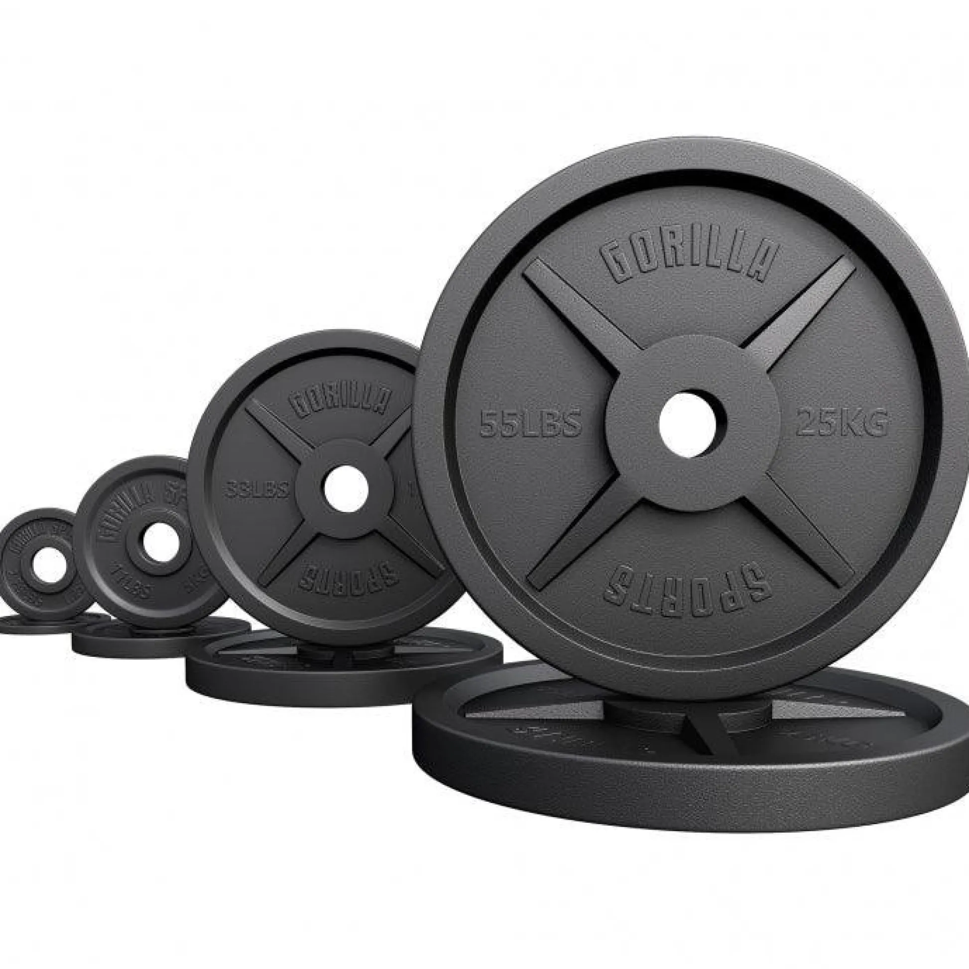 Gorilla Sports Hantelscheibe Gusseisen Olympia 1,25 - 25 kg Schwarz Hot