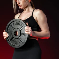 Gorilla Sports Hantelscheibe Gusseisen Olympia 1,25 - 25 kg Schwarz Sale