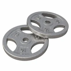 Gorilla Sports Hantelscheibe Guss Gripper - 2,5-45 lb (1,1-20,4 kg), 1" (25,4 mm), Gusseisen, Silber Discount