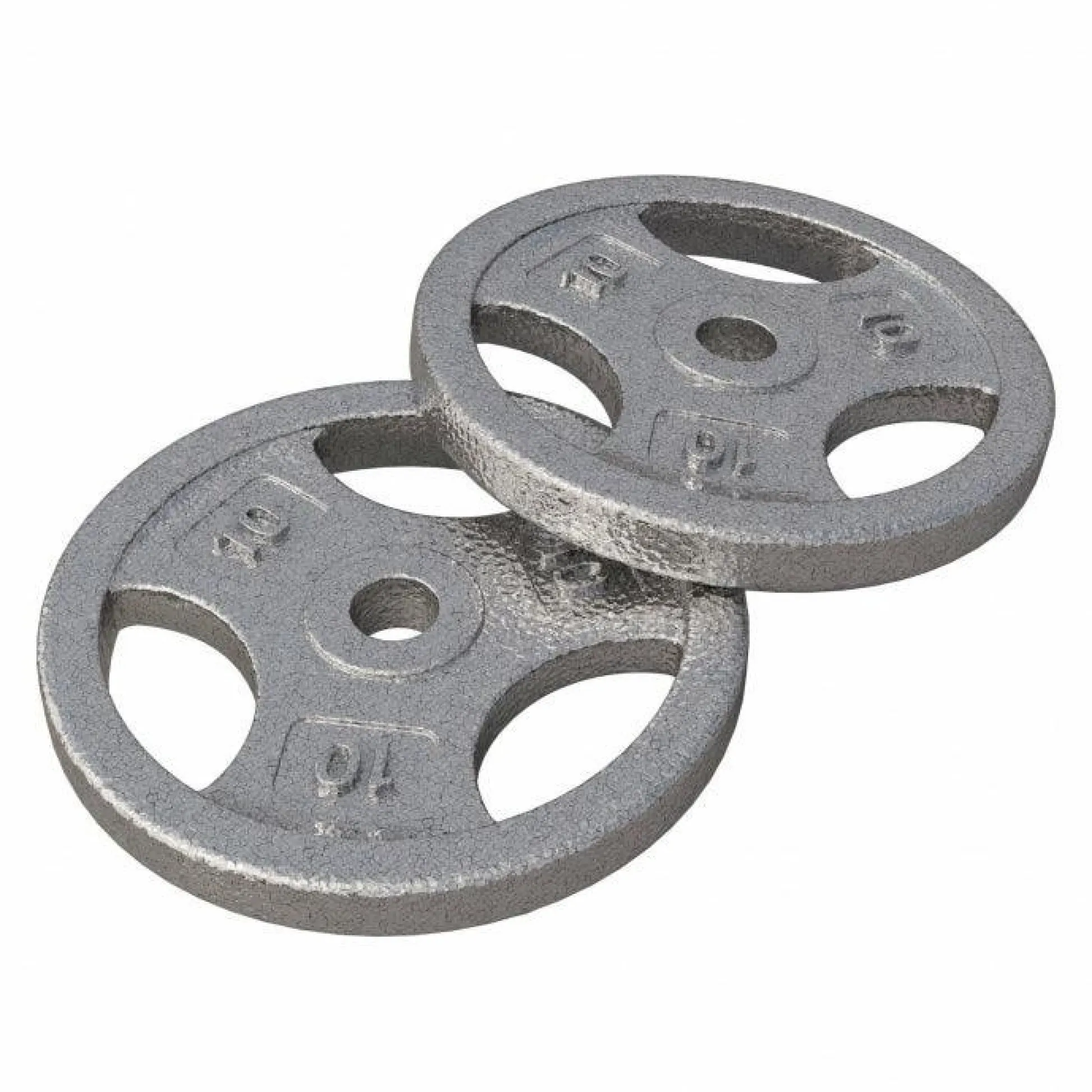 Gorilla Sports Hantelscheibe Guss Gripper - 2,5-45 lb (1,1-20,4 kg), 1" (25,4 mm), Gusseisen, Silber New