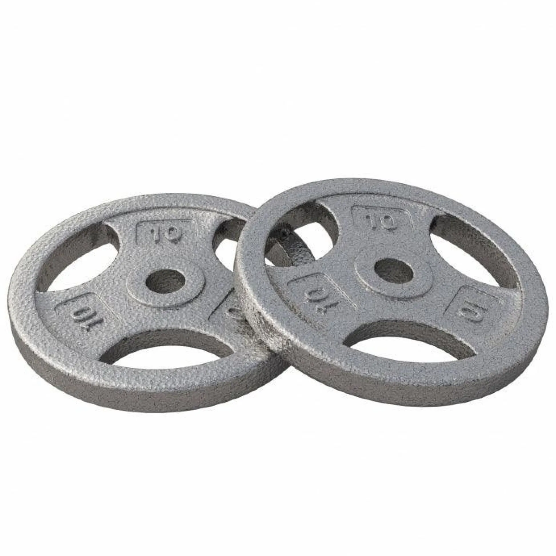 Gorilla Sports Hantelscheibe Guss Gripper - 2,5-45 lb (1,1-20,4 kg), 1" (25,4 mm), Gusseisen, Silber New