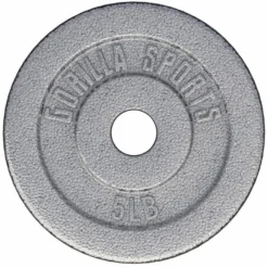 Gorilla Sports Hantelscheibe Guss - 2,5 - 55 Pfund (1,1 - 24,9 kg), Ø 1