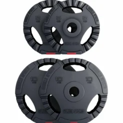 Gorilla Sports Hantelscheibe Kunststoff Gripper Olympia 1,25 - 15 kg Schwarz / Rot Sale