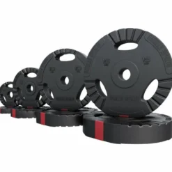 Gorilla Sports Hantelscheibe Kunststoff Gripper Olympia 1,25 - 15 kg Schwarz / Rot Sale