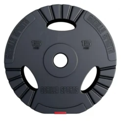 Gorilla Sports Hantelscheibe Kunststoff Gripper Olympia 1,25 - 15 kg Schwarz / Rot Hot