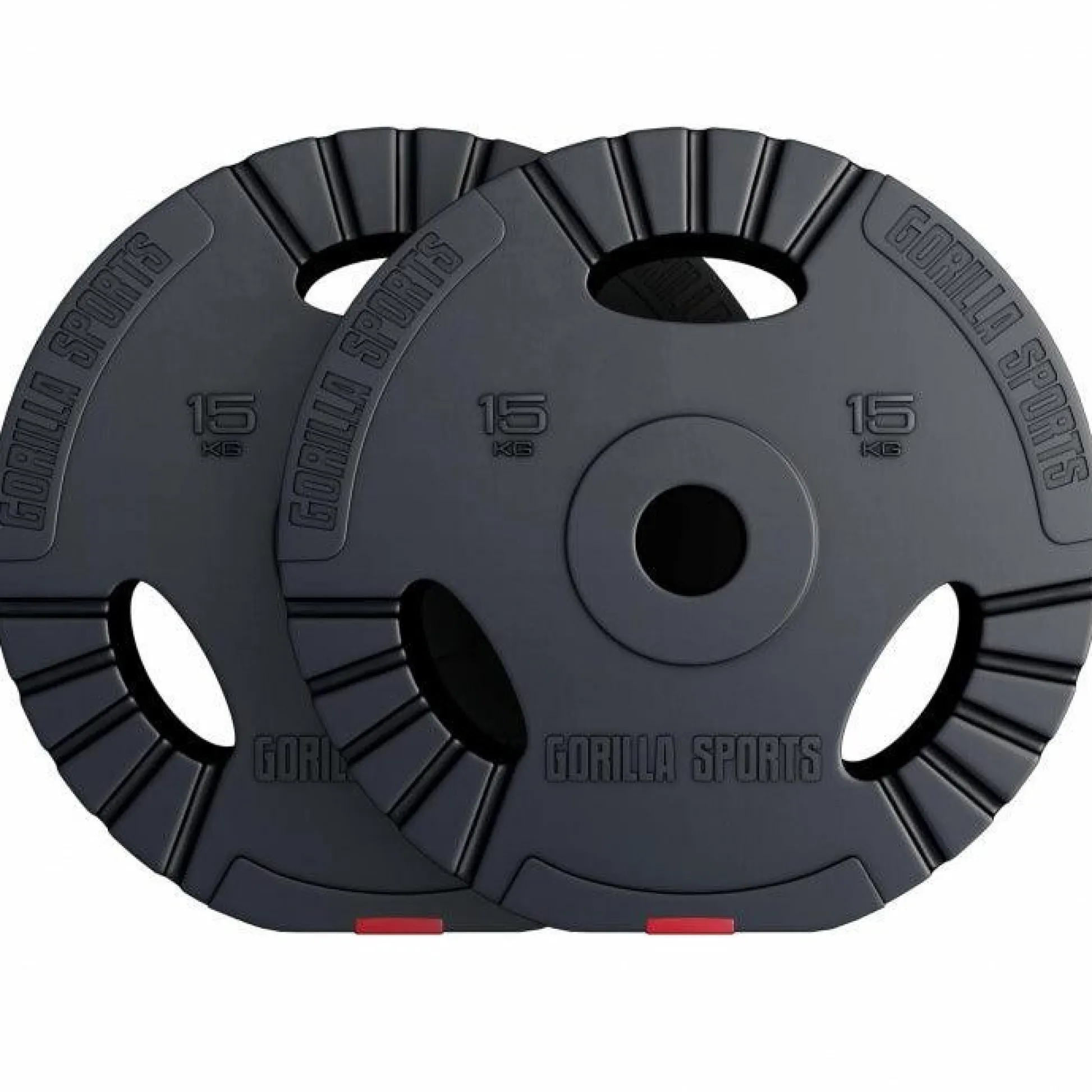 Gorilla Sports Hantelscheibe Kunststoff Gripper Olympia 1,25 - 15 kg Schwarz / Rot Hot