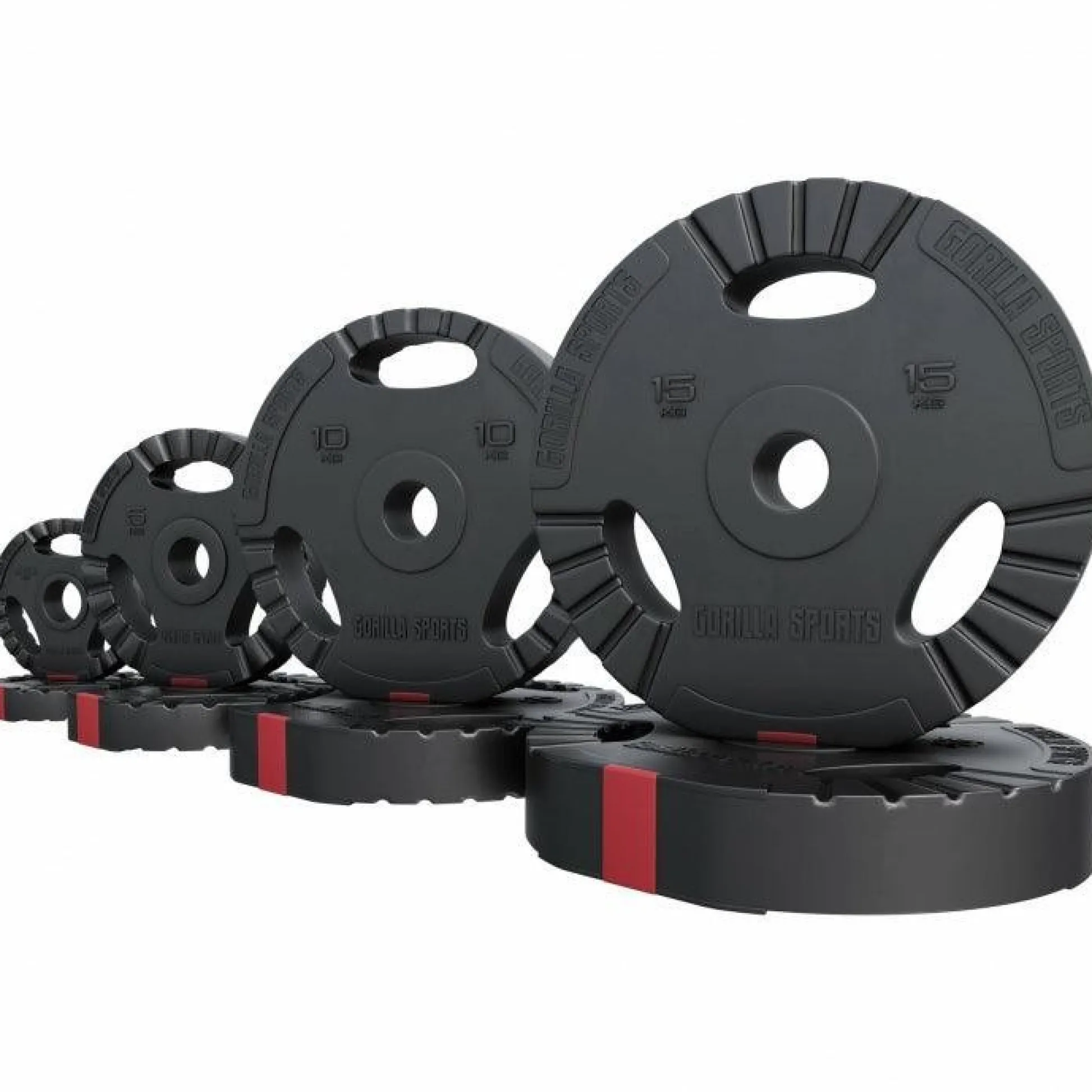 Gorilla Sports Hantelscheibe Kunststoff Gripper Olympia 1,25 - 15 kg Schwarz / Rot Outlet