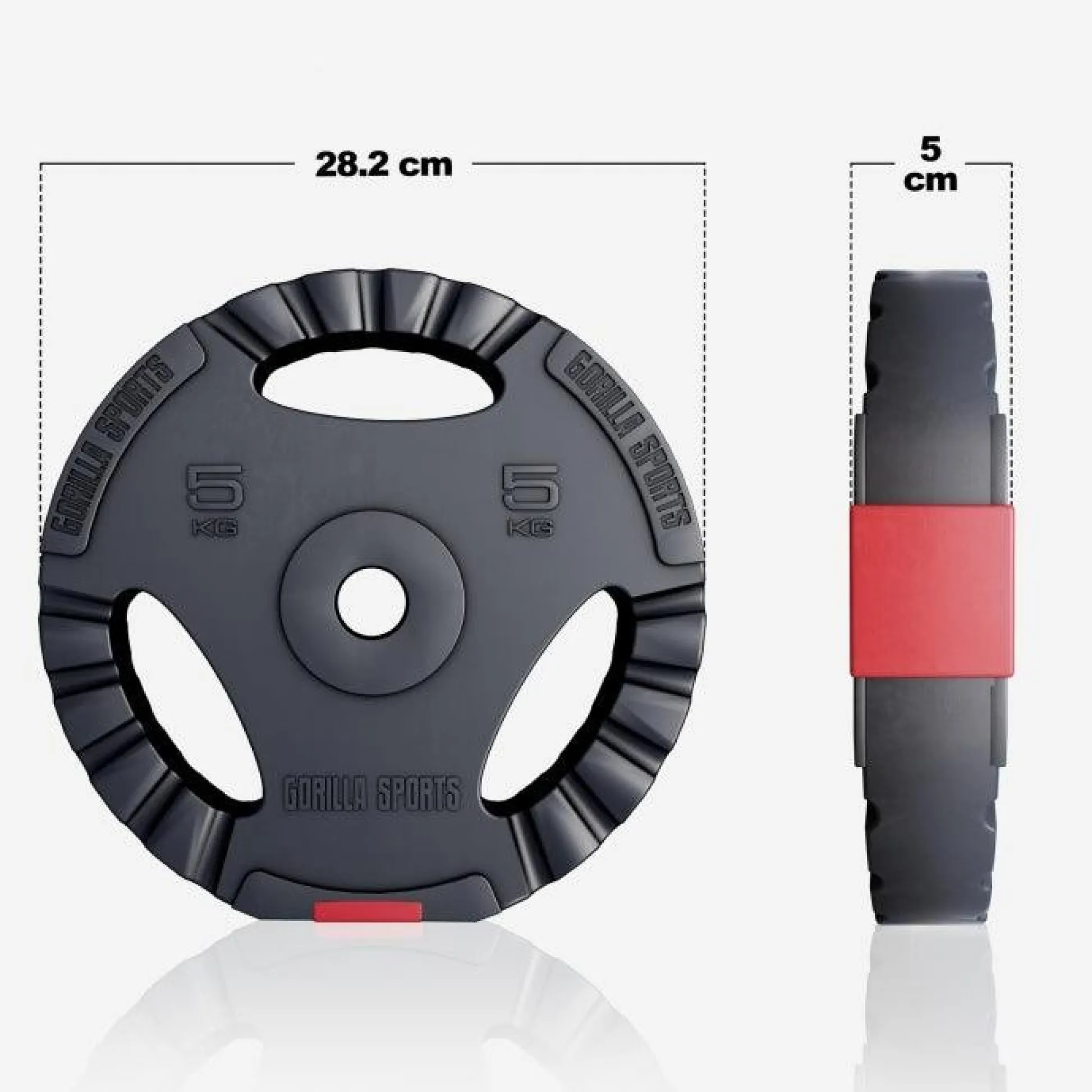 Gorilla Sports Hantelscheibe Kunststoff Gripper 1,25 - 15 kg Schwarz Discount