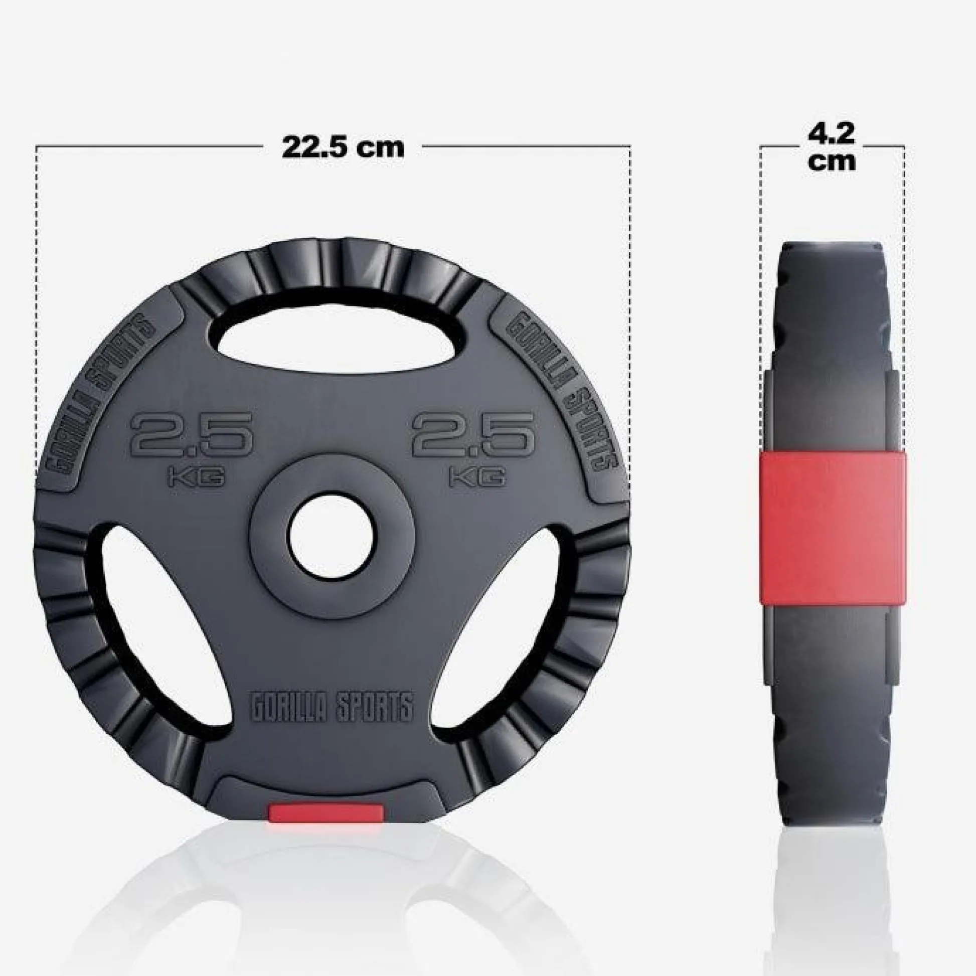 Gorilla Sports Hantelscheibe Kunststoff Gripper 1,25 - 15 kg Schwarz Best