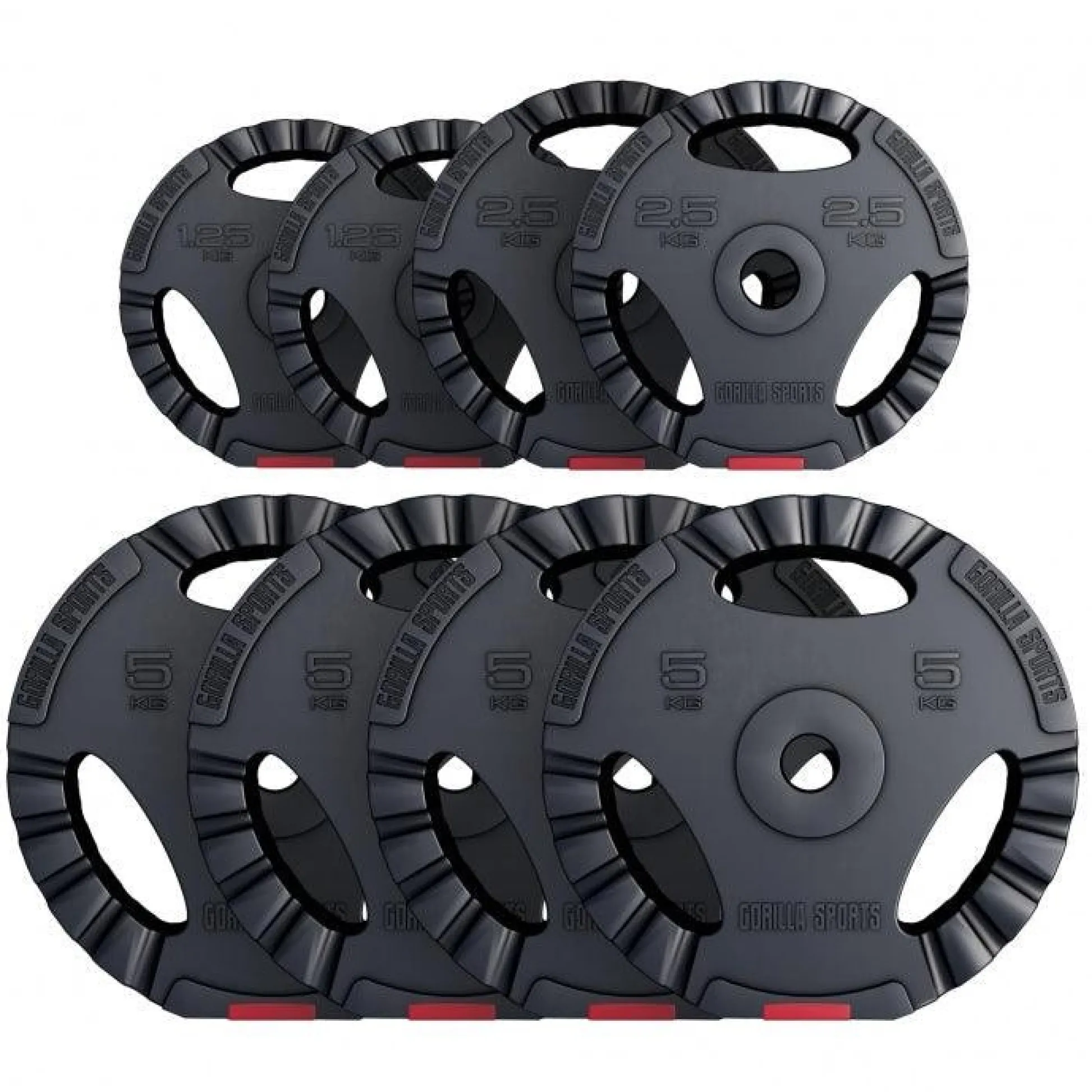 Gorilla Sports Hantelscheibe Kunststoff Gripper 1,25 - 15 kg Schwarz Discount