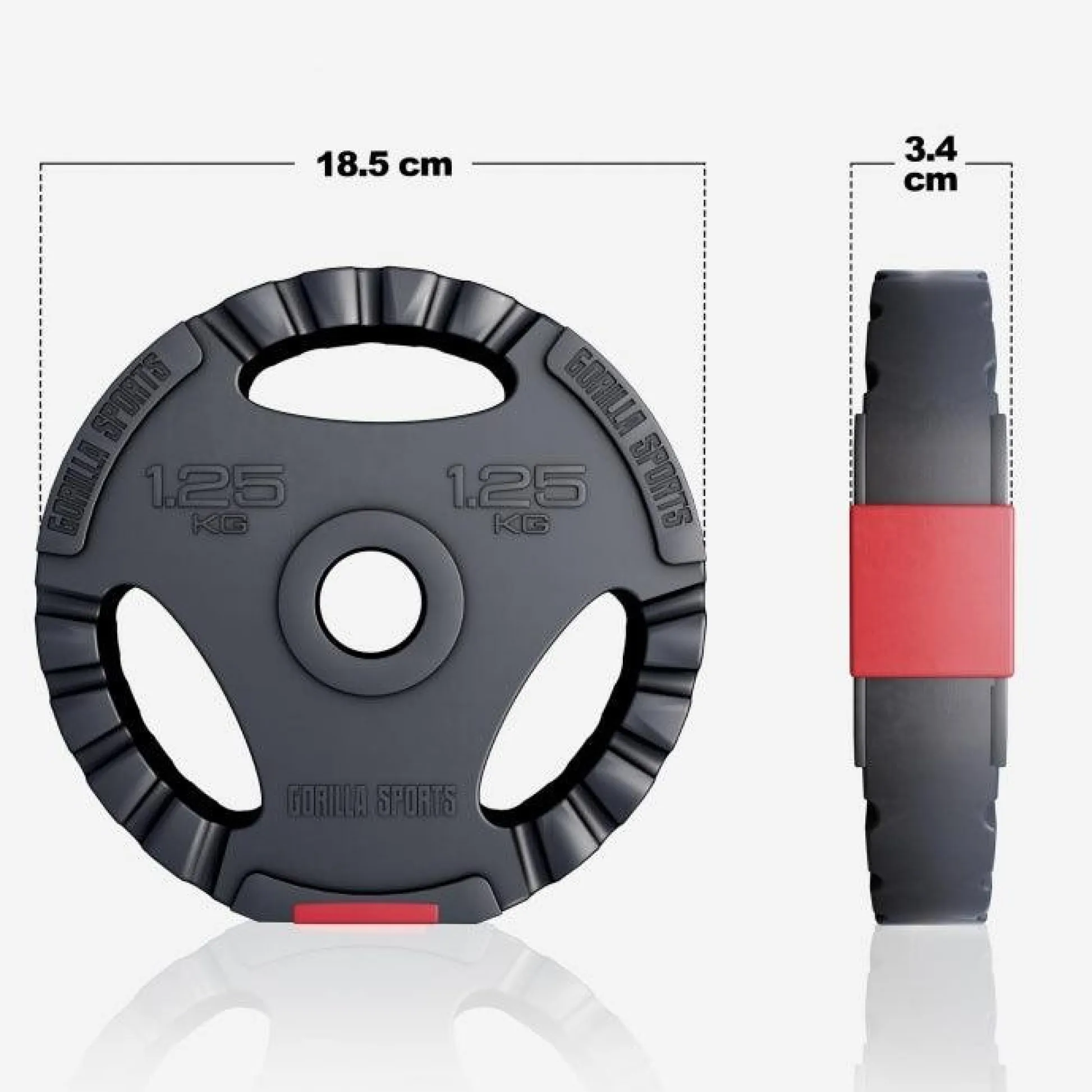 Gorilla Sports Hantelscheibe Kunststoff Gripper 1,25 - 15 kg Schwarz Discount