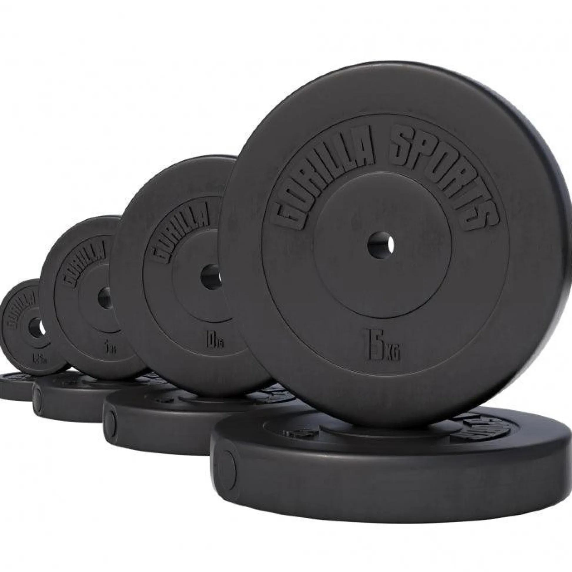 Gorilla Sports Hantelscheibe Kunststoff 1,25 - 15 kg Schwarz Sale