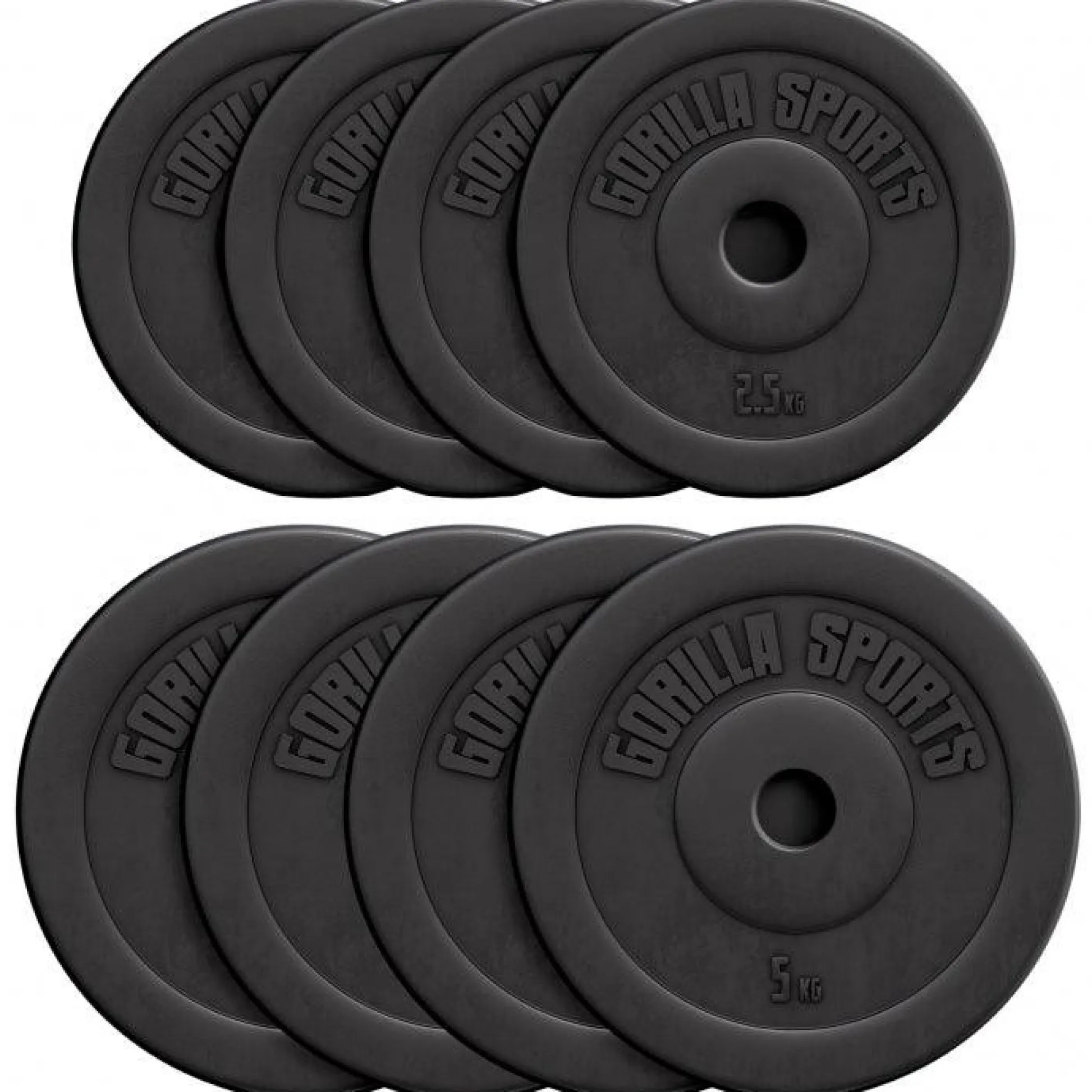 Gorilla Sports Hantelscheibe Kunststoff 1,25 - 15 kg Schwarz Hot