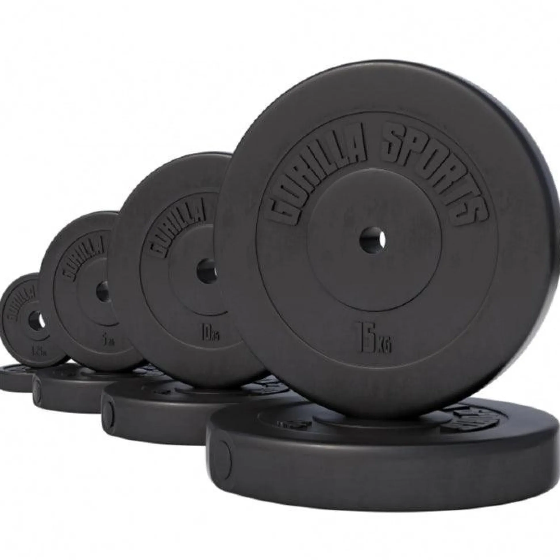 Gorilla Sports Hantelscheibe Kunststoff - 2,5-35 lb (1,1-15,9 kg) Ø 1'' (2,5 cm), Zement, Schwarz New