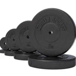 Gorilla Sports Hantelscheibe Kunststoff - 2,5-35 lb (1,1-15,9 kg) Ø 1'' (2,5 cm), Zement, Schwarz Best