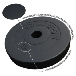 Gorilla Sports Hantelscheibe Kunststoff Olympia 1,25 - 15 kg Schwarz New