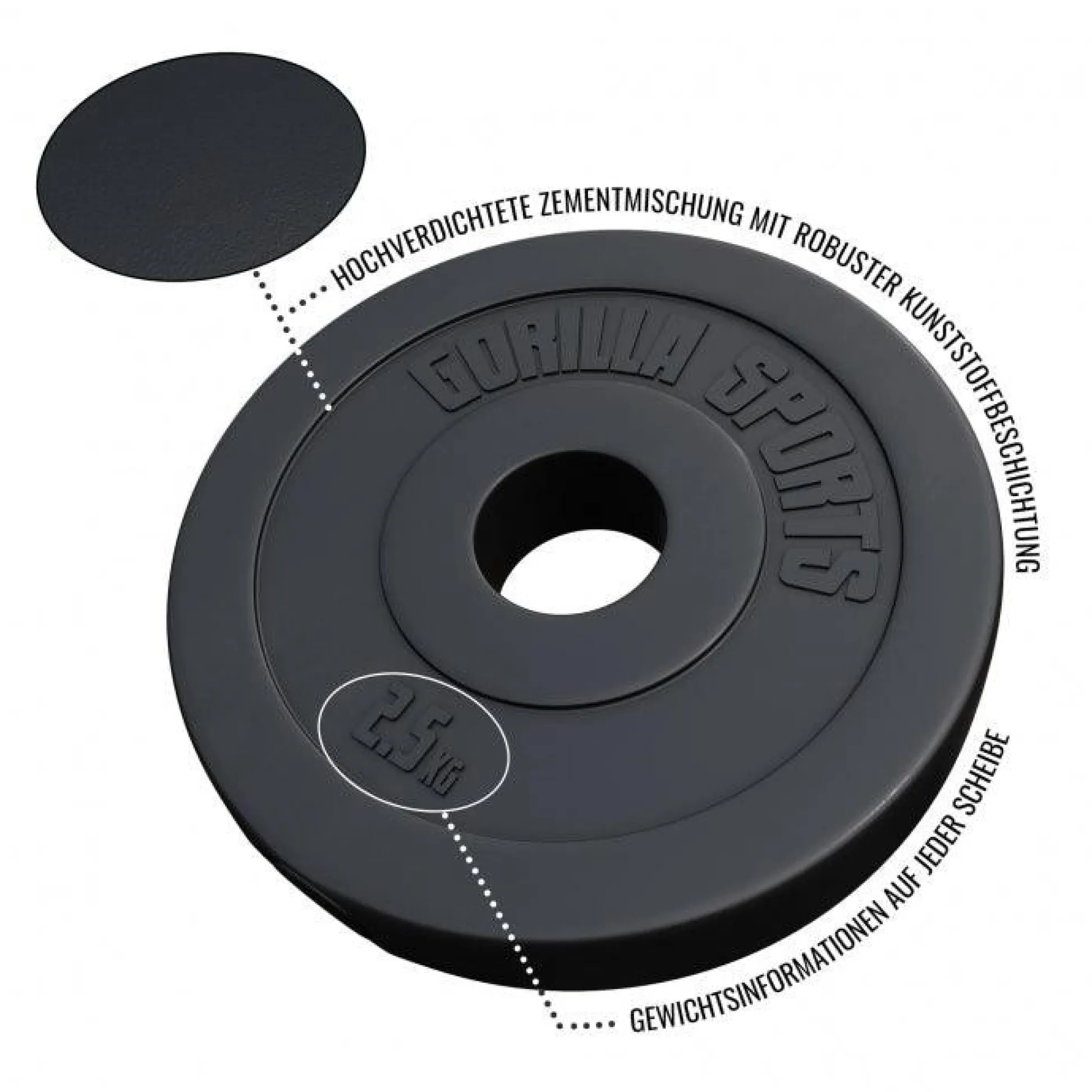 Gorilla Sports Hantelscheibe Kunststoff Olympia 1,25 - 15 kg Schwarz Sale