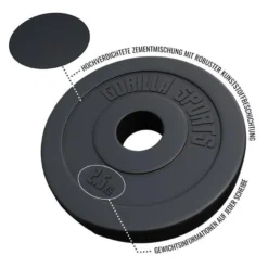 Gorilla Sports Hantelscheibe Kunststoff Olympia 1,25 - 15 kg Schwarz Hot