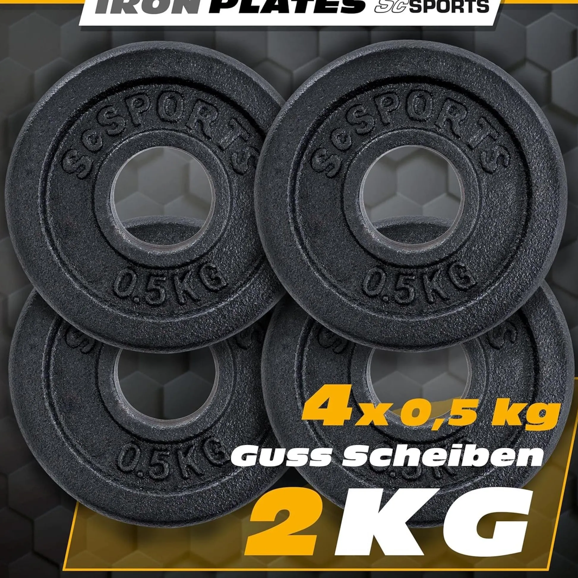 ScSports Hantelscheiben Set Gusseisen 2 - 20 kg Schwarz New