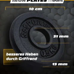 ScSports Hantelscheiben Set Gusseisen 2 - 20 kg Schwarz Discount