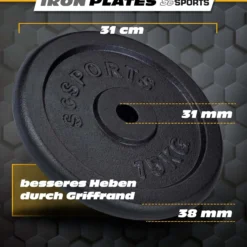 ScSports Hantelscheiben Set Gusseisen 15 - 60 kg Schwarz