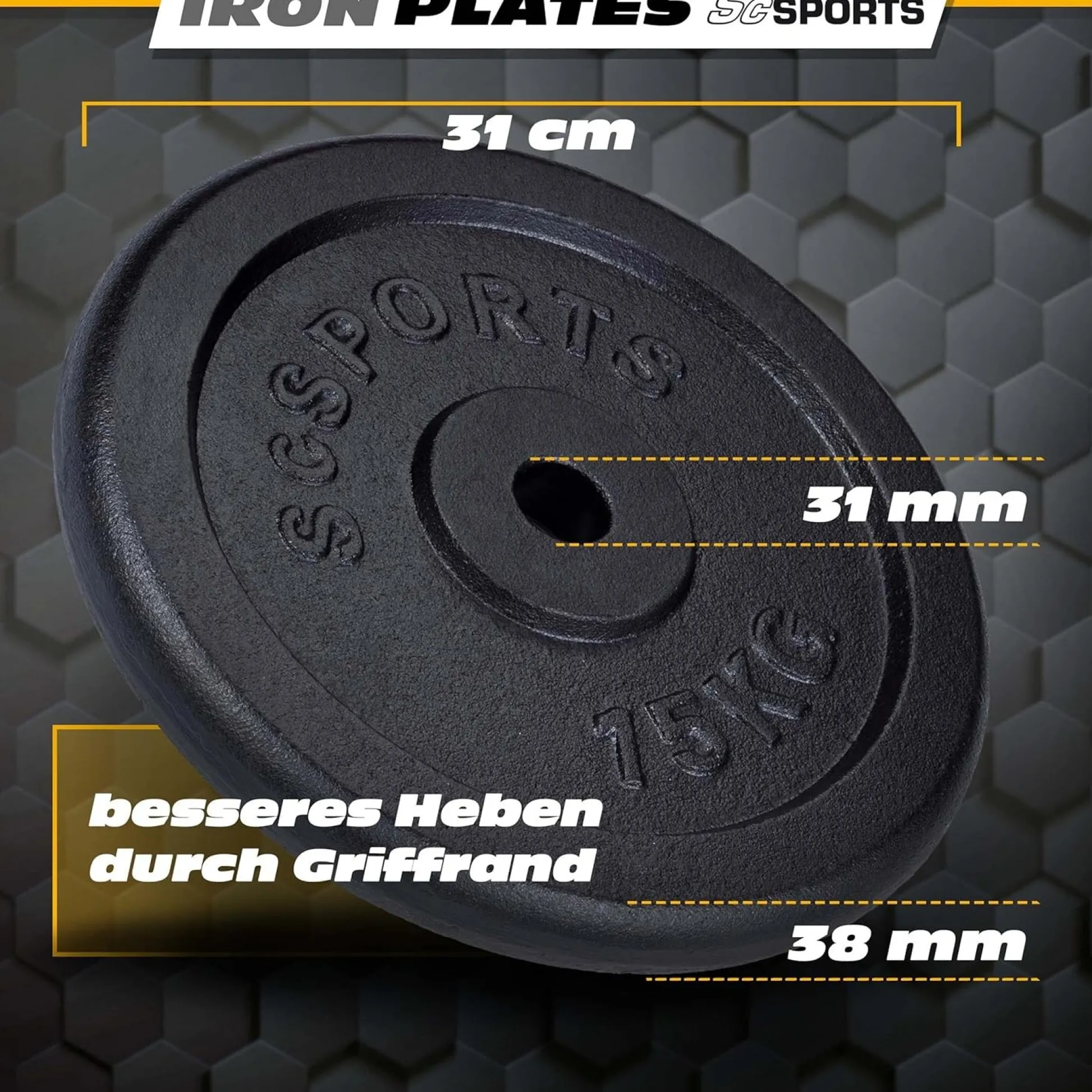 ScSports Hantelscheiben Set Gusseisen 15 - 60 kg Schwarz Best