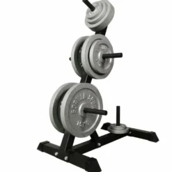 Gorilla Sports Hantelscheiben Set Gusseisen inkl, Hantelscheibenständer Schwarz / Silber Online