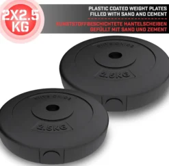 Physionics Hantelscheiben Set Kunststoff 5 - 30 kg 30 mm Schwarz Outlet